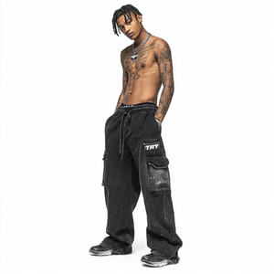 <b>Oversized</b> Baggy Sweatpants Men Distressed Vintage Embroidery Streetwear <b>Jogger</b> Pants patch logo _ fleece pants <b>jogger</b> selling - Product Image 5