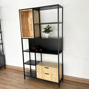 KS68177 Living Room Decorative Shelf Iron Frame Rectangle Shape Standing Type Installation Multi-piece Package Multifunction - Product Image 2