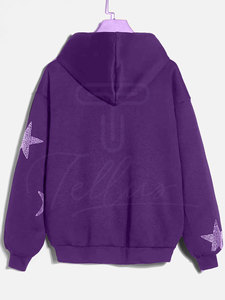 Sweats à capuche en strass de qualité supérieure pour hommes avec logo personnalisé et design respirant Zip-Up Basics Cotton Blended Rhinestone Hoodie - Product Image 5