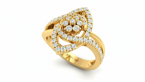 แหวนทอง 14K ประดับเพชรธรรมชาติทรงหยดน้ำระยิบระยับสำหรับผู้หญิง - Product Image 3