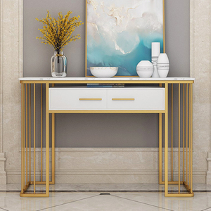 Contemporary White Marble Top <b>Console</b> <b>Table</b> with Gold Painted Frame Living Room Furniture for Entry Decorative <b>Table</b>-CST019 - Product Image 1
