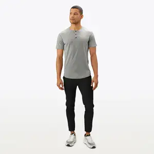 Anpassbare Großhandel Casual Slim Fit Henley Shirt Kurzarm Muscle Wear Herren Gym T-Shirt