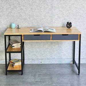 Modern Rubber Wood <b>Computer</b> <b>Desk</b> with Shelves and Drawers-130x60cm - Product Image 3