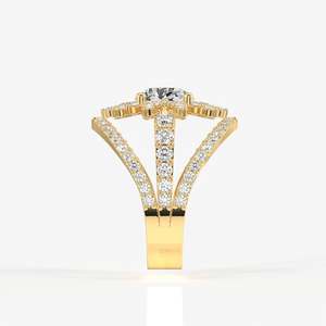 14K <b>Gold</b> Moissanite Diamond <b>Cocktail</b> <b>Ring</b> Portuguese Cut Elegant Portuguese Cut Moissanite Diamond <b>Cocktail</b> 14K <b>Gold</b> <b>Ring</b> - Product Image 4