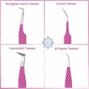 Ensemble de pinces à cils en poils synthétiques Nano Grip à deux tons, fabriquées à la machine, avec des pointes douces et naturelles pour des cils volumineux - Product Image 6