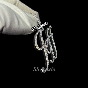 Hip Hop Style Moissanite Diamant Initiale Nom Personnalisé Collier Personnalisé Argent VVS Pendentif Cadeau pour Elle - Product Image 3