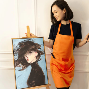 Delantal sin mangas de poliéster personalizable BEAM 100% con bolsillos delanteros y diseño de encaje trasero ODM logotipo personalizado para revendedores - Product Image 4