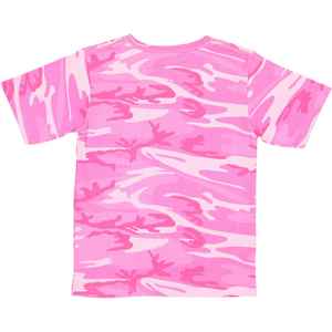 Youth <b>Pink</b> Woodland Camo <b>T</b>-<b>Shirt</b> | 100% Cotton Crew Neck | Short Sleeve Camouflage Tee | Durable & Breathable Outdoor <b>Shirt</b> - Product Image 2