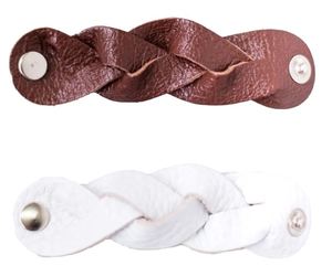 Ceinture en cuir véritable noir et marron tressée avec boucle magnétique, ceinture de scout en cuir tressé et imprimé or, faite à la main - Product Image 2