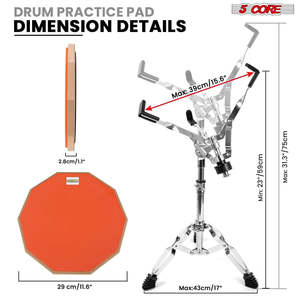 5Core <b>Drum</b> Practice Pad Set 12 Snare Drumming Stand Double Sided Silent Drummer Kit - Product Image 4