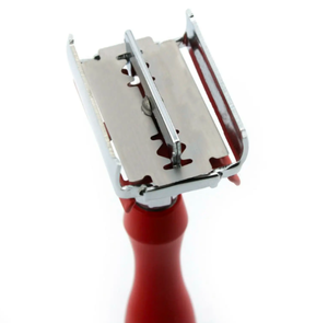 Rasoir de sécurité à ouverture papillon à double bord traditionnel pour hommes manche en bois rouge lame unique poudre à raser pour le visage et le corps pour barbiers - Product Image 5