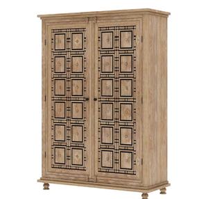 Handcrafted Solid Teak Wood Modern <b>Wardrobe</b> with Double Doors Armoire Closet with <b>Shelves</b> and Drawers <b>for</b> Bedroom and Hotel Use - Product Image 1
