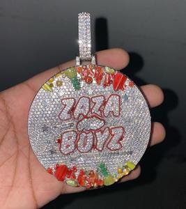 Pendentif Iced Out en diamant rond taille hip-hop, pendentif lettre en moissanite, argent sterling 925, pendentif en moissanite personnalisé - Product Image 4