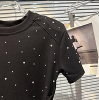 T-shirts chics ornés de strass pour femmes à la mode design de diamants scintillants logo en cristal tops tenues de fête
