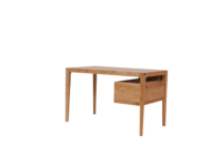Bureau minimaliste avec deux tiroirs fabriqués à la main en bois de teck massif pour une fonctionnalité intemporelle