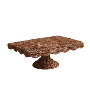 Soporte para Pastel de Ratán Festoneado al por Mayor, Bandeja Rectangular de Ratán Tejida a Mano para Decoración del Hogar y Eventos, OEM ODM Disponible - Product Image 1