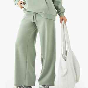 Wholesale Polyester/Cotton Straight Sweatpants for Women Custom DTF Printed <b>Lace</b> Flat Logo Breathable Streetwear Wide Leg Winter - Product Image 4