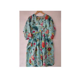 Nueva colección de Vestido de estilo dulce para mujer, estampado de bloques a mano para bodas y fiestas, cintura Natural - Product Image 1