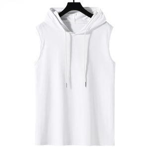 Sweat à capuche sans manches en coton mélangé décontracté pour hommes Pull personnalisé Débardeur d'entraînement avec motif brodé Sweats à capuche sans manches pour l'hiver - Product Image 2