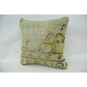 Almohada de retazos Kantha de lana Beige, diseño bohemio rústico de 16x16 pulgadas con patrón Floral bordado Vintage para el hogar o el sofá - Product Image 3