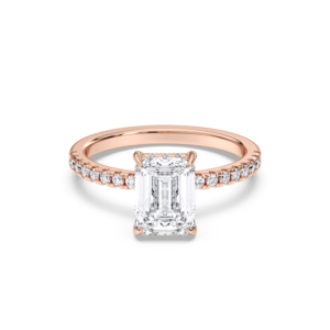 2.30 CaratE-F/VVS-VS Moissanite Emerald & Round Cut Diamond Prong Set Solitaire Bague de fiançailles en argent pour femme - Product Image 3