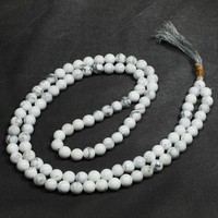 Jap Mala de méditation et de guérison hindoue, 108 perles en quartz cristal avec agate gravée Rudraksha, style amour, décoration d'intérieur