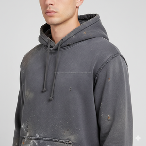 เสื้อฮู้ดดี้ผู้ชายสไตล์วินเทจปี 2026 ลายการ์ตูน ซิปหน้า ขอบดิบ ผ้าฝ้ายเนื้อหนา รับผลิตตามแบบ (OEM) ขายส่ง สไตล์สตรีทแวร์สำหรับฤดูใบไม้ร่วง - Product Image 6