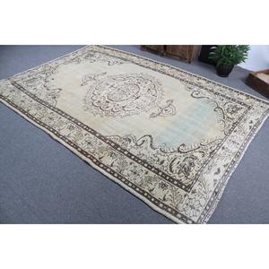 พรมวินเทจขนาด 6.1x9 ฟุต, พรมตุรกีขนาดใหญ่, พรมขนสัตว์ลายพรางสีขาว - Product Image 4