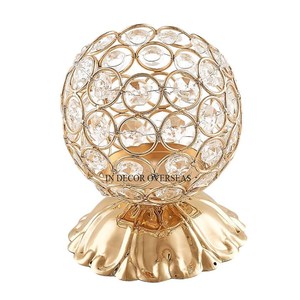 Modern Creative Art Designer High Grade Gold Plated Superior Quality Metal Crystal Beaded Luxury <b>Candle</b> <b>Stick</b> <b>Holder</b> From India - Product Image 4