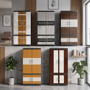 Naiba Plastic Cabinet/Wardrobe/Closet/Cupboard with Gray Hinged Flat <b>Panel</b> Doors Equipped with <b>Mirror</b>, Lock, Shelves, and Hanger - Product Image 3
