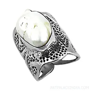 Bague cocktail en argent 925 plaqué or rose, incrustée de perles, style hawaïen romantique pour femmes - Marque privée sous licence IS - Product Image 3