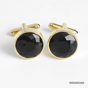 กระดุมข้อมือพลอย fengshui แบบเวียดนาม-อุกกาบาตสีดำเจียระไนชุบทอง18K สำหรับผู้ชาย | คอลเลกชัน Tinh Vu | MSDADEG005 - Product Image 3