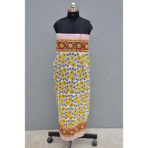 Pareo indio hecho a mano de algodón de verano para mujer, peso ligero, estampado de bloque de mano, bufanda envolvente para el cuello, accesorios de moda, temporada de otoño suave - Product Image 4