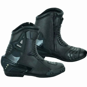 Bottes de moto en cuir noir personnalisées de haute qualité pour hommes avec finition haut de gamme, semelle durable, protection et confort de conduite - Product Image 3