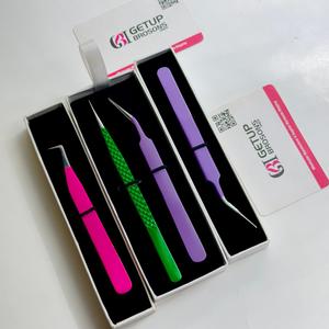 Pince à épiler pour extensions de cils GETUP BROSONS IMPEX droite/90°/isolation, revêtement en poudre coloré, avec votre propre logo personnalisé, outil de beauté - Product Image 4