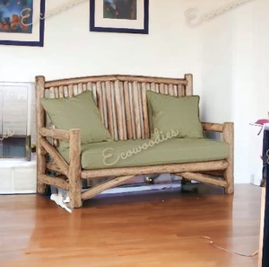 Sofá de mimbre de bambú de 2 plazas Estilo Vintage artesanía natural diseño Modular Interior Exterior sala de estar jardín balcón salón principal - Product Image 6