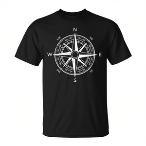 T-shirt Compass Sailing noir unisexe taille adulte M L XL XXL - Product Image 2