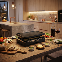 Grill électrique 2-en-1 1500W Raclette et Barbecue Coréen, Plaque de cuisson portable antiadhésive sans PFAS pour fêtes en intérieur