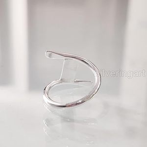 Bague pour femme en argent massif, bague à bande croisée, bague unisexe contre l'anxiété, cadeau de Noël, cadeau d'anniversaire, bijoux faits à la main, bague en argent sterling 925 - Product Image 6