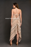 Vente en gros de robe longue dos nu bohème 100% coton avec chanvre vêtements d'été tribal imprimé en blocs de style gitane hippie