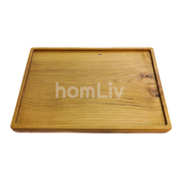 Bandeja de Servir Grande Decorativa de Madera de Teca Natural Hecha a Mano, Sostenible, para Desayuno, Organizador de Vajilla de Cocina