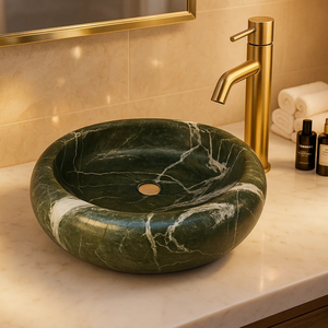 อ่างล้างหน้าหินอ่อนสีเขียวทรงสี่เหลี่ยมผืนผ้า งานแฮนด์เมดสุดหรู ดีไซน์ทันสมัย ทนทานต่อน้ำ - Product Image 2