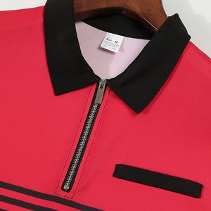 Haute qualité personnalisé Polo revers fermeture éclair affaires T-shirt hauts hommes à manches courtes rayé mince chemise Golf équipe travail Polo Jersey - Product Image 2