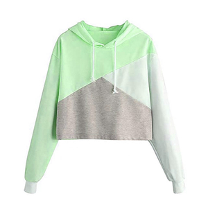 Haut à capuche pour femme de haute qualité, nouvelle mode, haut en molleton tricoté à blocs de couleur pour femme, techniques d'impression pour l'hiver - Product Image 5