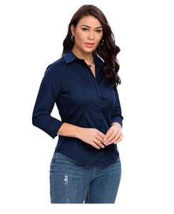 Camisas de vestir con logotipo bordado personalizado para mujer, camisa con botones de manga larga de secado rápido, ropa informal de moda para mujer - Product Image 3