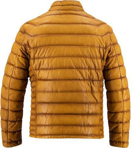 Venta al por mayor OEM Chaqueta Bomber de Cuero para Hombre Lona Impermeable Transpirable Color Amarillo PARA LA Temporada de Invierno - Product Image 2