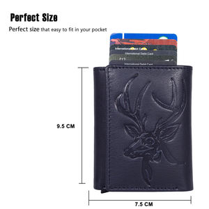 Portefeuille en cuir véritable pour homme, fin, à double pliage, blocage RFID, porte-cartes élégant, usage quotidien, portefeuille d'affaires avec plusieurs emplacements - Product Image 6