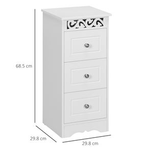 HOMCOM Armoire polyvalente avec tiroirs, armoire basse en MDF de qualité E1 29.8x29.8x68.5cm blanc - Product Image 3