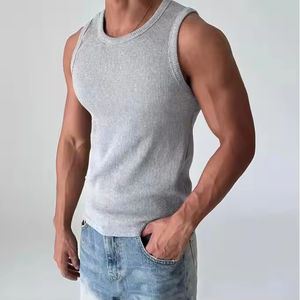 Débardeur de musculation en maille côtelée personnalisé pour l'été, sans manches, pour homme - Product Image 3