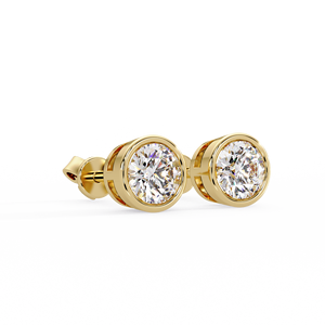 Minimalist Round Cut Lab Grown Diamond Bezel Set Stud <b>Earrings</b> 14K Solid Gold Screw <b>Back</b> <b>Earrings</b> Custom jewelry Manufacturer - Product Image 3